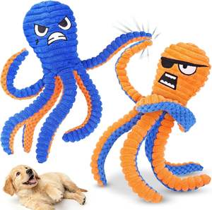 Laranja Azul Poliéster Personalizado Interactive <span class=keywords><strong>Dog</strong></span> Squeaky Plush Polvo Chew Brinquedos Luxo - Product Image 1