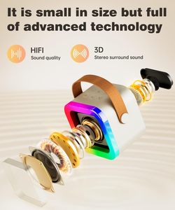 Worthy <b>Mini</b> Portable Bluetooth Karaoke Speaker with Wireless <b>Microphone</b> and Colorful Lights for Kids Adults Metal Active RGB 3W - Product Image 3