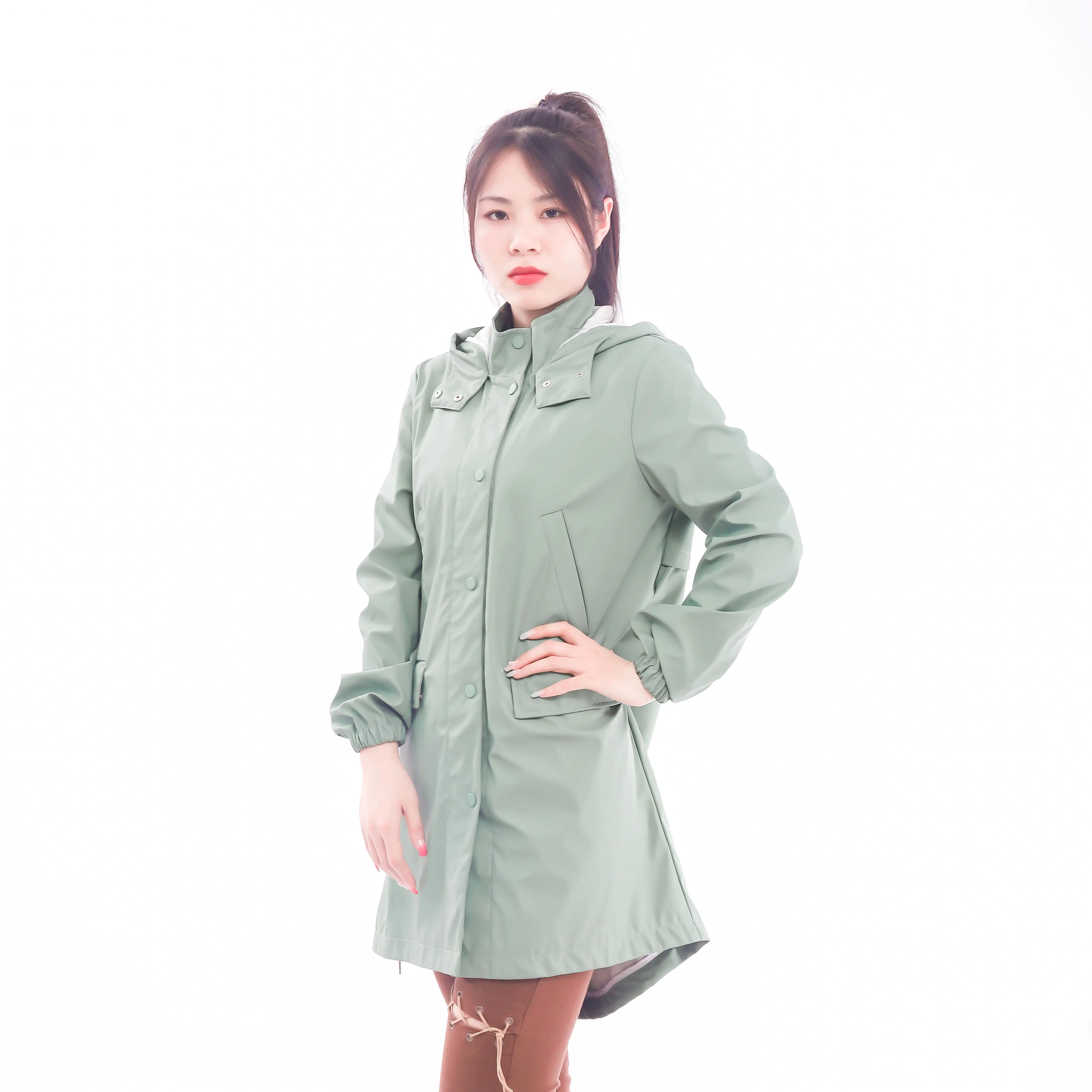 Elegant Light Fashion Korean Style Mid-length Trench Coat For Women 2022 Popular Overcoat For Spring Autumn Long Jacket