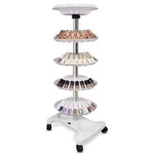 5 Layer Rotating Nail Polish Display Stand with Wheels Nail Polish Trolley Organizer for Nail Salon Beauty Shop Storage Rack - Product Image 3