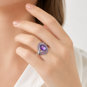 Anello in Stile Viola per Donne, Design Geometrico, Accessorio da Dito per Uso Quotidiano - Product Image 2