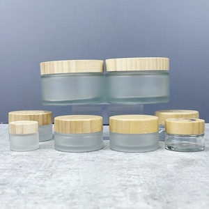 In Stock Wholesale 5/10/15/20/30/50g Matte Transparent Face Cream Jar <b>Containers</b> 1 2 4 Oz Glass Jars With Bamboo Lid - Product Image 6