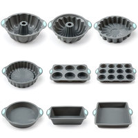 Moule à gâteau résistant aux hautes températures, compatible four, bicolore, pour donuts, pain de mie, chiffon, 20x17,5cm
