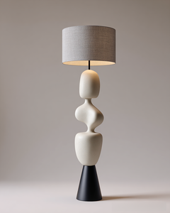 Lámpara de Mesa Minimalista de Cemento con Pantalla de Tela Gris y Base Tipo Piedra para Sala de Estar - Product Image 5