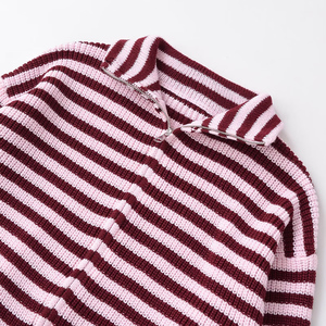 Suéter de Punto con Cierre de Doble Cremallera a Rayas de Moda <span class=keywords><strong>Primavera</strong></span> 2026 ZATRHMBM, Suéter Cárdigan Retro Informal para <span class=keywords><strong>Mujer</strong></span> - Product Image 4