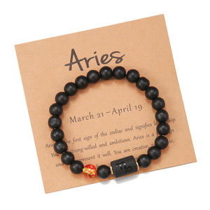 Pulsera de Piedras Naturales de 8mm con Signos del Zodiaco, Pulsera de <span class=keywords><strong>Amistad</strong></span> con Dijes de los 12 Signos del Zodiaco para Mujeres <span class=keywords><strong>y</strong></span> Hombres, Regalos - Product Image 2