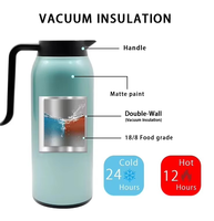 Gobelet en acier inoxydable à double paroi de 1,5 L grand flacon isolé sous vide pour boissons chaudes/froides pour le camping poignée de théière pour les fêtes