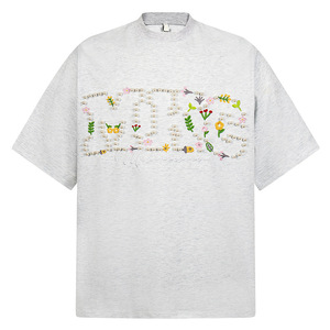 T-shirt floral brodé de perles personnalisé - Style européen et américain, coupe ample, col rond, manches courtes, pour hommes et femmes - Product Image 4