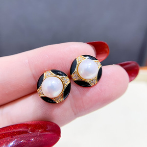 S925 Silver <b>Fine</b> <b>Stud</b> <b>Earrings</b> DIY Pearl Accessories with 7-8mm Round Beads Empty Earnail Tray Fashion Jewelry-22064 - Product Image 1