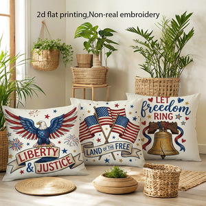 Independence Day Pillowcase <b>Set</b> <b>Square</b> Washable American Style Decorative Throw Pillows For Living Room Holiday Decoration - Product Image 1