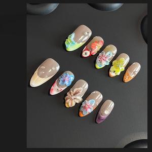 Thời Trang Mới Tùy Chỉnh Thiết Kế Bán Buôn 10Pcs 3D Pháp Vỏ Hạnh Nhân Móng Tay Giả Đảng Sticker Mặc Báo Chí Trên Móng Tay - Product Image 4