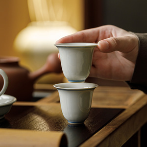 Guanlan Ice Terrace Glazed Ceramic <b>Teacup</b> Double Line Hanyuan Cup Porcelain Kung Fu Tea Set Retro Single Cup - Product Image 1
