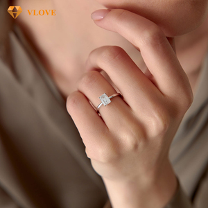 Anillo de Diamante de Laboratorio con Corte <span class=keywords><strong>Esmeralda</strong></span> de 0.70ct, Anillo Pequeño con Corte <span class=keywords><strong>Esmeralda</strong></span>, Oro Sólido de 14k, Talla 10.5 - Product Image 3