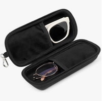 Étui rigide double compartiment pour lunettes, organisateur portable à fermeture éclair pour lunettes de soleil, boîte de rangement de voyage pour lunettes de voiture