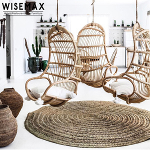 Silla Colgante Tipo Huevo de Mimbre WISEMAX, Muebles de Ocio para Balcón, Silla Colgante de Ratán Natural - Product Image 6