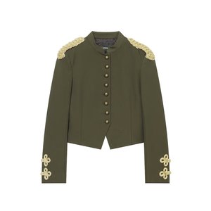 <span class=keywords><strong>Blazer</strong></span> Wanita 2026 model baru kasual modis berkerah berdiri dengan kancing simpul, setelan retro wanita lengan panjang bergaya chic - Product Image 1