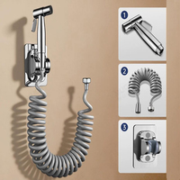 Robinet d'angle en acier inoxydable 304 1 entrée 2 sorties avec pulvérisateur de bidet haute pression, nettoyeur de toilettes mural pour salle de bain, maison, hôtel