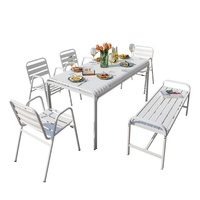 Tables et chaises d'extérieur en alliage d'aluminium - Blanc, pour Balcons, Façades de magasins, Rues commerciales, Salons de thé, Cafés ; Fabriqué en Chine