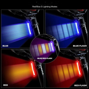 Luz Trasera para <span class=keywords><strong>Bicicleta</strong></span> <span class=keywords><strong>Recargable</strong></span> por USB, LED Azul y Rojo, Doble Color, Resistente al Agua, con Función <span class=keywords><strong>de</strong></span> Memoria - Product Image 5