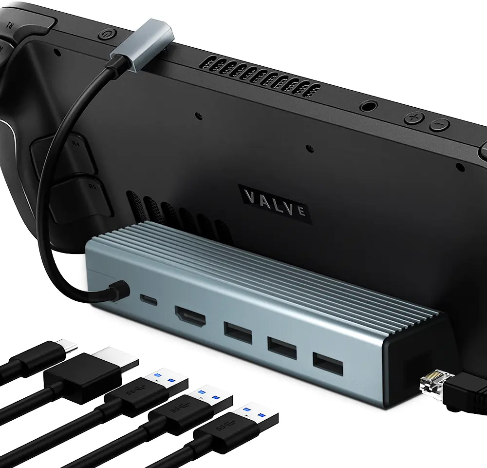 Station d'accueil à vapeur 6 ports 4K 60Hz avec HDM1 2.0 100W Station d'accueil à USB-C console de pont à vapeur