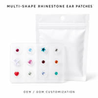 Autocollants d'oreille miniatures en strass brillants en gros, patchs auriculaires en cristal, décorations d'oreille, pack OEM