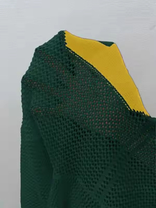 Fashion <b>Green</b> <b>Mesh</b> Knit Jersey <b>Top</b> Sleeve Design Women Loose Streetwear Pullover Sweater Custom Sweater Crochet Hockey Jersey - Product Image 4