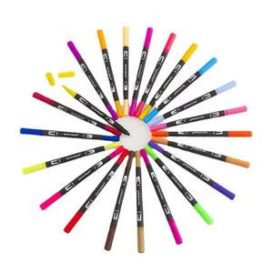 24-<b>Color</b> Dual Fine Tip Flexible Water Brush <b>Pen</b> Set Marker Pencil for Drawing Dual & Fine Tip Barreled Art Marker Pencil - Product Image 3