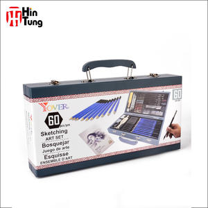 60-teiliges Skizzier- und Zeichenstift-Set in luxuriöser Holzbox mit Premium-Qualität als professionelle Kunstbedarf mit verschiedenen Werkzeugen. - Product Image 6