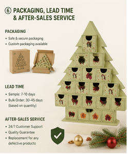 Boîte de calendrier de l'avent personnalisée avec impression personnalisée, emballage de compte à rebours de Noël vert à 24 tiroirs avec compartiments numérotés - Product Image 4