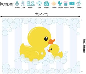 Sfondo Fotografico Tema Paperella Gialla Carina per Baby Shower, Fondale con Bolle, Decorazioni per Feste a Tema Anatroccolo, Banner per Foto - Product Image 5