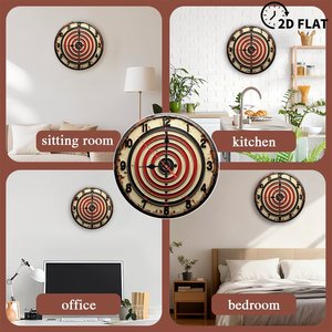 Round Wooden Wall <b>Clock</b> Vintage Rustic Arabic Numeral Indoor Home Decor 25cm - Product Image 3