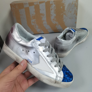 Baskets de créateur en cuir véritable, style rétro, plates, à lacets, de marque, chaussures de sport vintage unisexe Super <span class=keywords><strong>Star</strong></span> vulcanisées, célèbres, effet vieilli - Product Image 4