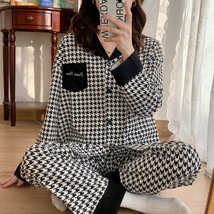 Pijamas de otoño para <span class=keywords><strong>mujer</strong></span>, ropa de dormir suave y cálida, conjuntos de dos piezas, cárdigan con solapa, pantalones largos de manga larga, ropa de dormir informal, ropa de casa holgada - Product Image 4