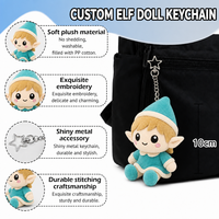 Porte-clés personnalisé en peluche, poupée elfe 10 cm, mini-fée en peluche, breloque mignonne pour sac, rembourrage en coton PP, porte-clés brodé