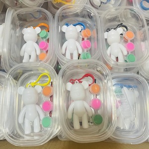 Kit de peinture DIY pour porte-clés en forme d'ours liquide, jouet créatif en plâtre pour enfants, taille unique, matériau PVC - Product Image 2
