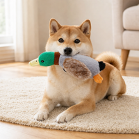 Jouet pour chien en peluche canard sauvage simulé de 28 cm, couineur, style dessin animé, jouet à mâcher pour animaux de compagnie, pour petits et moyens chiens, vente en gros OEM