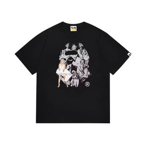 Camiseta <span class=keywords><strong>de</strong></span> Diseñador <span class=keywords><strong>de</strong></span> Moda al por Mayor para Hombre, Nuevo Estilo, Moderna, Holgada, Estampada, Bapees, 100% Algodón, Informal, Deportiva - Product Image 4