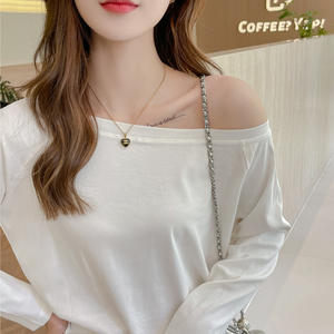 Automne à manches longues <span class=keywords><strong>Chic</strong></span> pulls chemises femmes élégant Slim Fit Blouse décontractée femmes mode solide col oblique chemise - Product Image 3