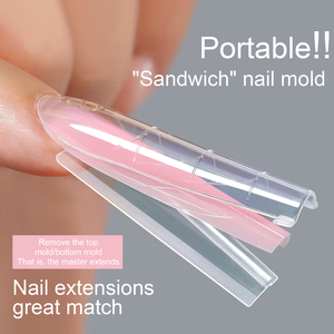Moules à <span class=keywords><strong>ongles</strong></span> sandwich très demandés pour extension rapide, double forme, sans embout en papier, pour gel UV cristal, sans besoin <span class=keywords><strong>de</strong></span> gel <span class=keywords><strong>de</strong></span> construction, gabarits d'art ongulaire - Product Image 1