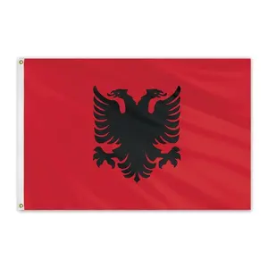 Оптовая продажа, высокое качество, дешевые полиэфирные флаги 3x5 футов, Национальный флаг страны в Албании с 2 Люверсами