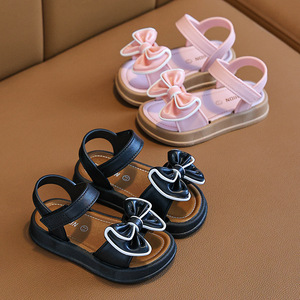 Nouvelles sandales élégantes à bride unique pour filles, style princesse, avec nœuds, polyvalentes, fermeture Velcro, tige en PVC, pour l'école et l'extérieur - Product Image 2