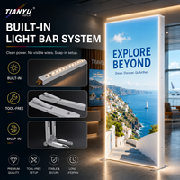 Boîte à lumière LED TIANYU pour graphismes d'exposition, structure modulaire en aluminium, installation sans outils, panneau en tissu