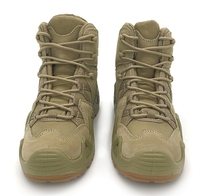 Bottes tactiques confortables et respirantes à tige haute de 8 pouces en daim noir/khaki avec semelle en caoutchouc pour les aventures en plein air