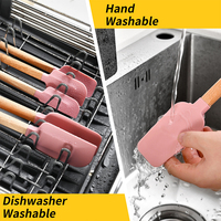 Outils de cuisson de vente chaude manche en bois grattoir en silicone ensemble de spatule en silicone