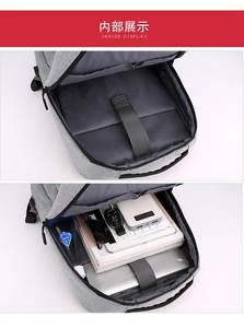 Mochila de gimnasio al por mayor con doble cremallera, mochila de negocios impermeable para computadora, informal, de hombro, para viajes y deportes con puerto de carga USB - Product Image 6