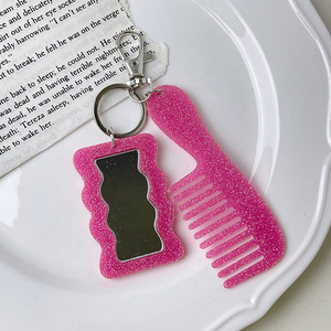 Accesorio de moda personalizado, ecológico y duradero, con espejo y peine, colgante para llavero, bolso o llave de coche, con mango portátil de acrílico - Product Image 2