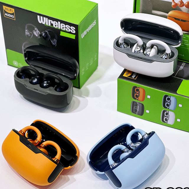 New OWS Clip-on Bluetooth Earbuds Open Ear Wireless Earphones Low Power HD Calling Charging Case HD Calling Earbuds
