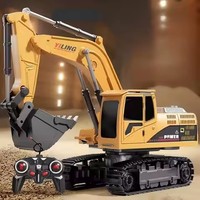 Excavadora de Juguete a Control Remoto de Aleación para Niños 1:24, Vehículo de Construcción Eléctrico RC de 5/6 Canales 2.4Ghz, Regalo