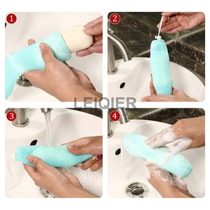 Sac à savon en maille exfoliante en nylon avec logo personnalisé - Filet durable pour mousse de bain, idéal pour le nettoyage quotidien en douceur du corps et du visage - Product Image 4