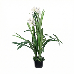 Artificial White Lily Flower Plant Real Touch Decorative Indoor Potted Plant for Home Office Hotel Event Decor - Product Image 1